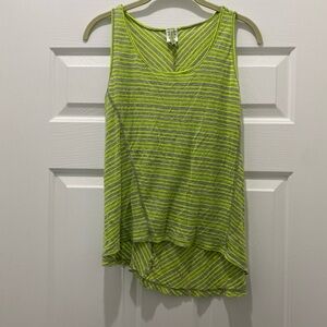 2/$15 🥑 Free Society Tank, XL, Neon Green and Grey, Asymmetric Hem